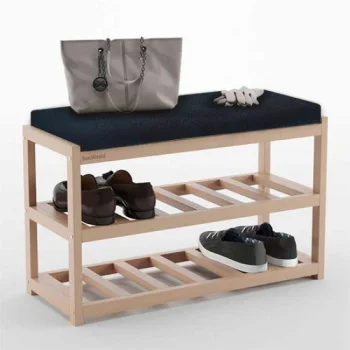 Bienwood drveni cipelarnik sa klupom, teget jastuk BIE-7005d-1 Bienwood drveni cipelarnik sa klupom, teget jastuk BIE-7005d-1